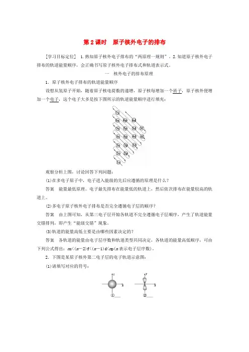 高中化学专题2原子结构与元素的性质第一单元第2课时原子核外电子的排布学案苏教选修30107454.docx