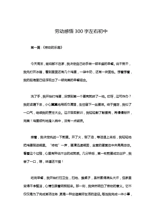 劳动感悟300字左右初中