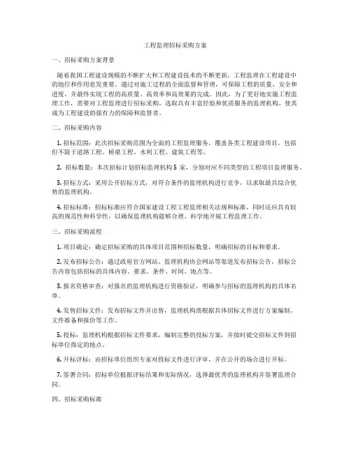 工程监理招标采购方案