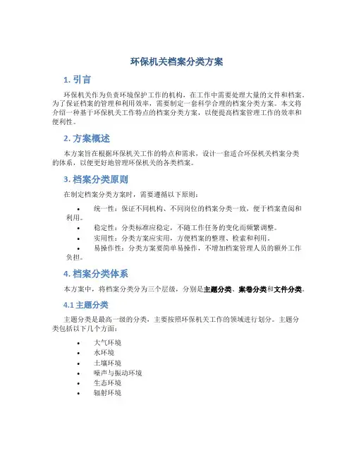 环保机关档案分类方案