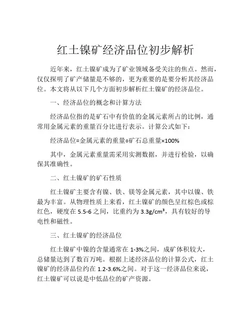 红土镍矿经济品位初步解析