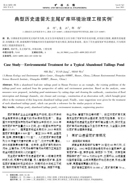 典型历史遗留无主尾矿库环境治理工程实例
