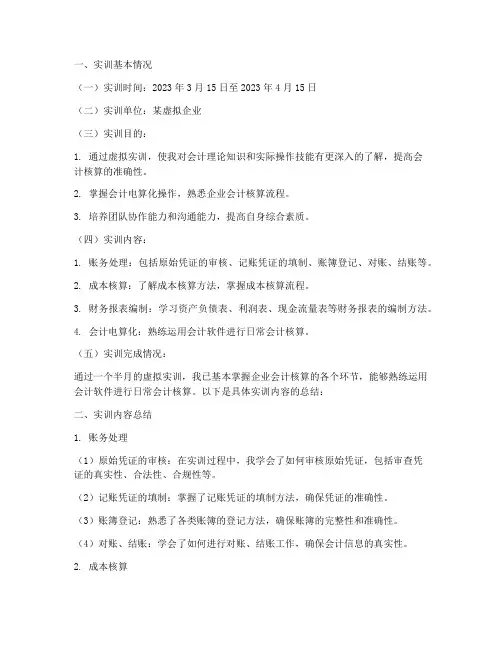财会虚拟实训报告