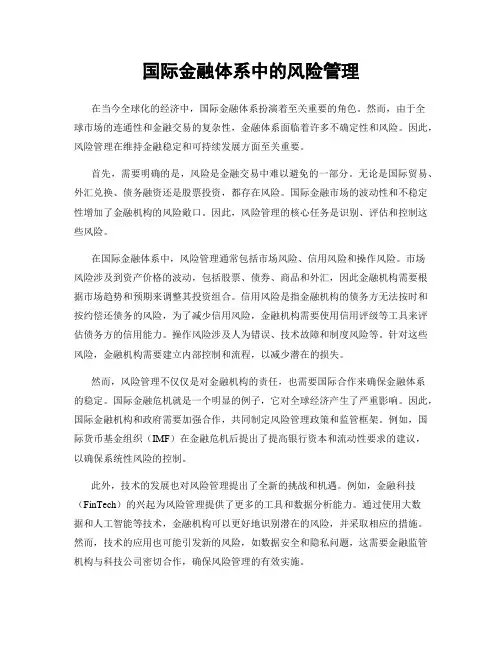 国际金融体系中的风险管理