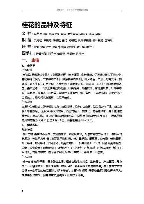 桂花的品种及特征