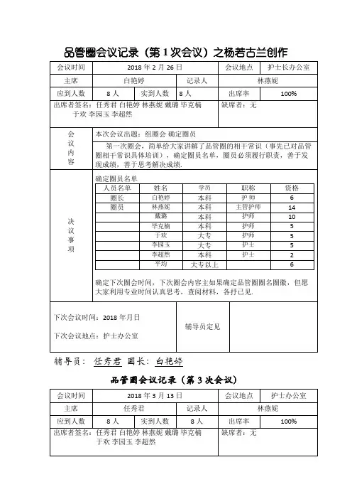 品管圈会议记录1