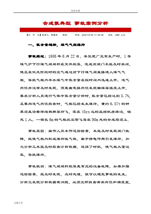 合成氨典型事故案例分析报告