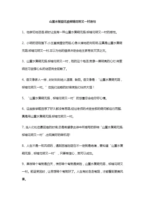山重水复疑无路柳暗花明又一村造句