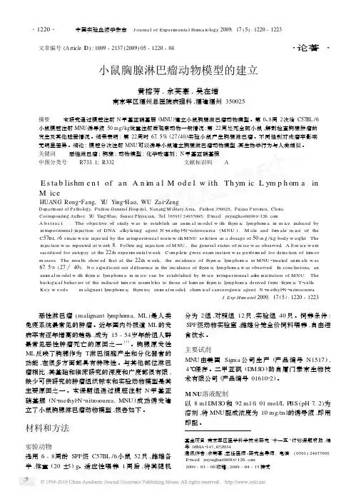 小鼠胸腺淋巴瘤动物模型的建立