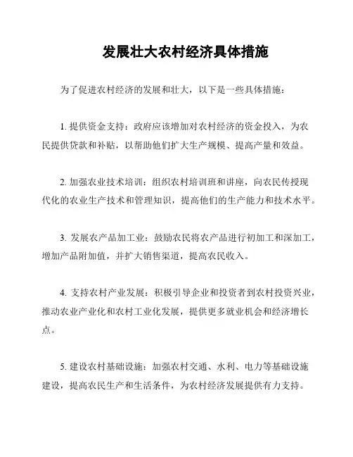 发展壮大农村经济具体措施