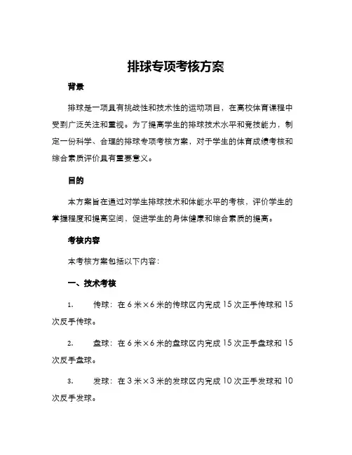 排球专项考核方案