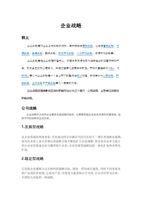 企业战略含义--战略是什么意思