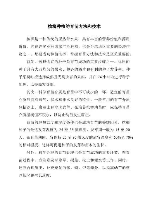 槟榔种植的育苗方法和技术
