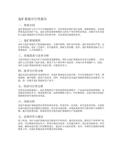 选矿基地可行性报告