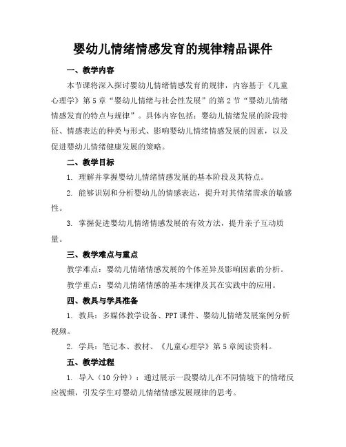 婴幼儿情绪情感发育的规律精品课件