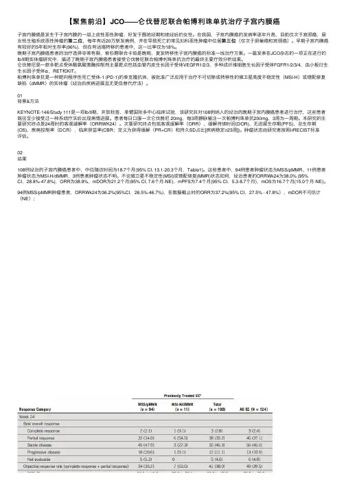 【聚焦前沿】JCO——仑伐替尼联合帕博利珠单抗治疗子宫内膜癌