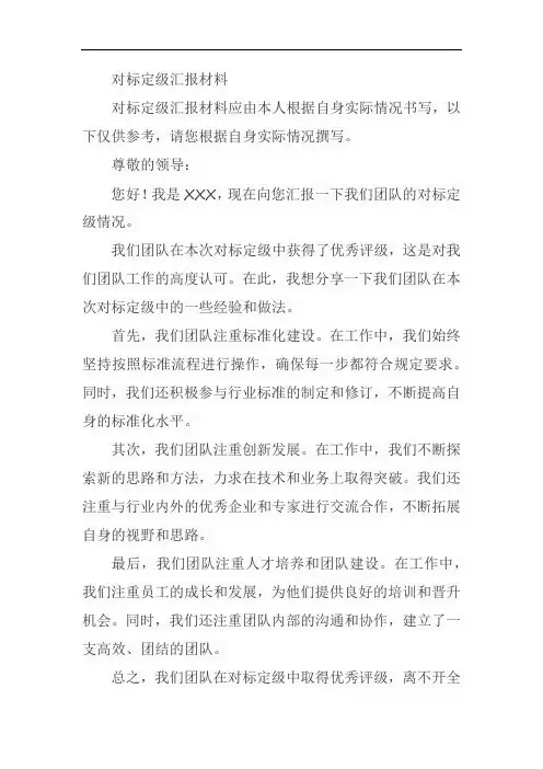 对标定级汇报材料
