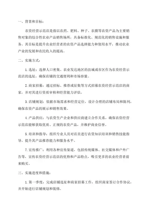 2024年农资经营示范店实施方案