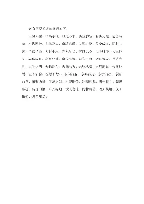正反义词的词语