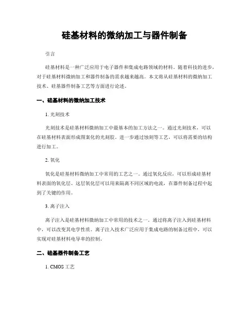 硅基材料的微纳加工与器件制备