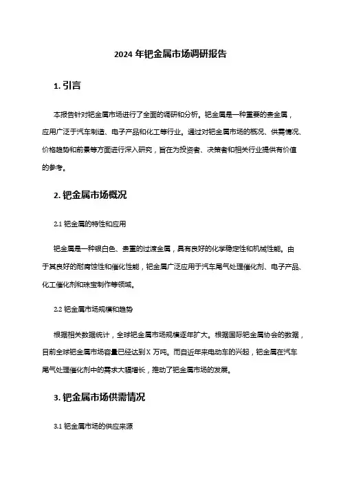 2024年钯金属市场调研报告