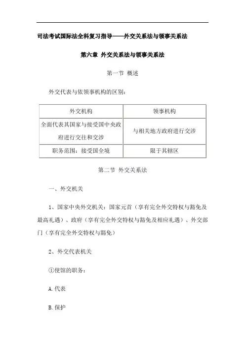 司法考试国际法全科复习指导——外交关系法与领事关系法