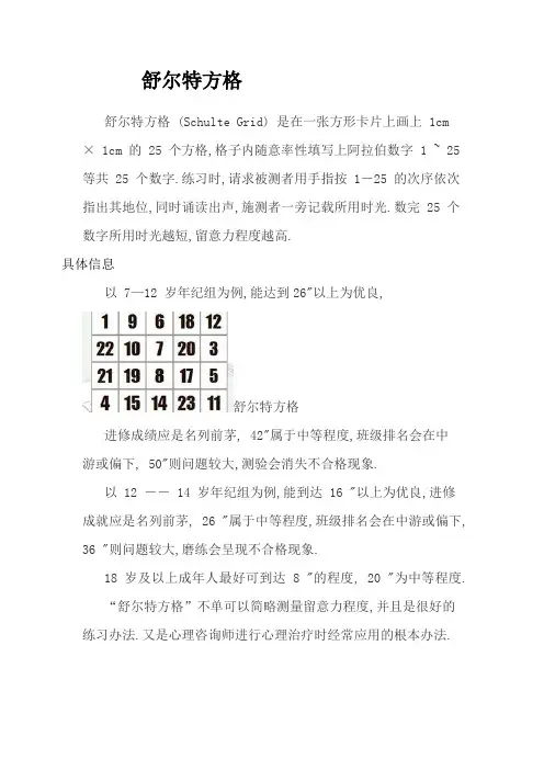 舒尔特方格注意力训练法