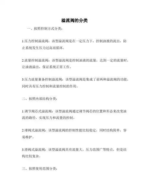 溢流阀的分类