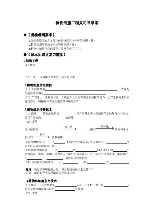 植物细胞工程导学案