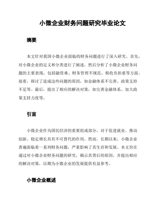 小微企业财务问题研究毕业论文