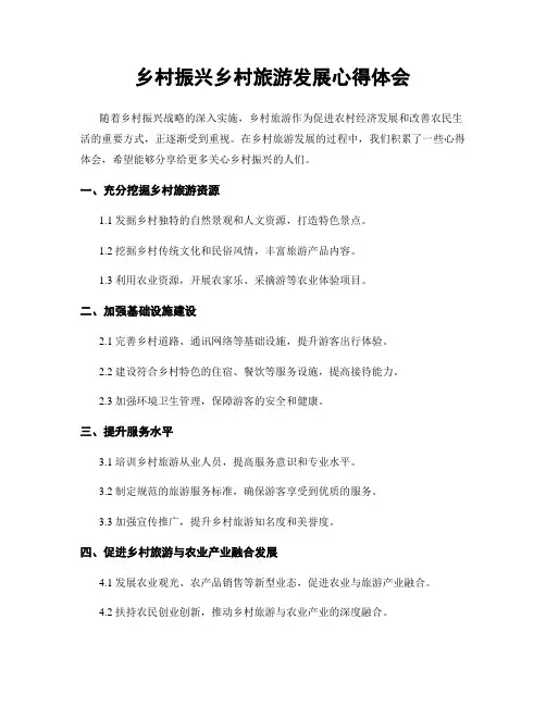 乡村振兴乡村旅游发展心得体会