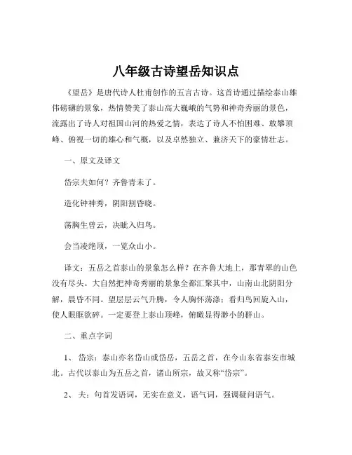 八年级古诗望岳知识点