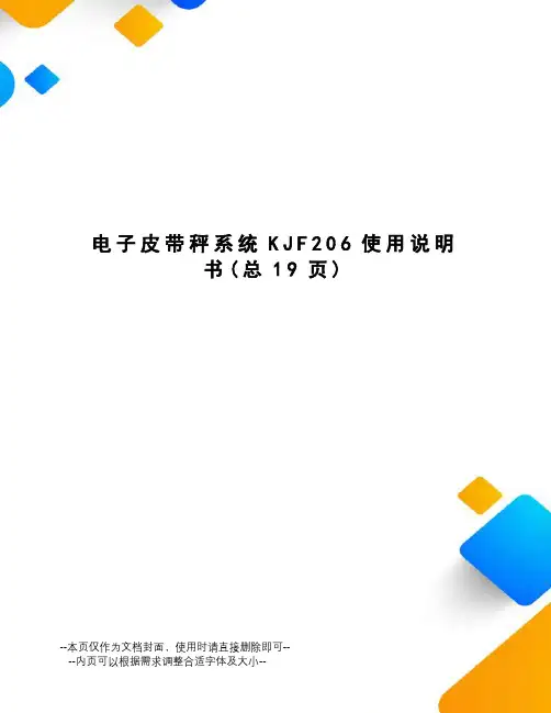 电子皮带秤系统KJF206使用说明书