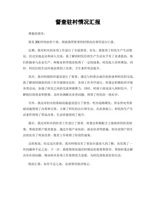 督查驻村情况汇报
