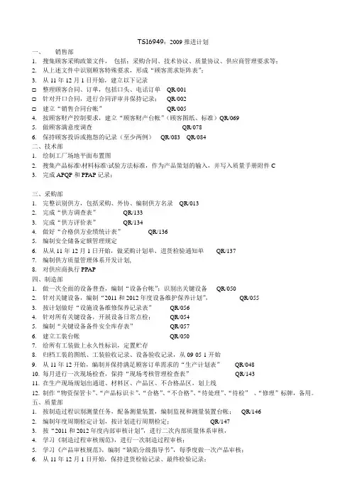 123TS16949审核必备资料清单
