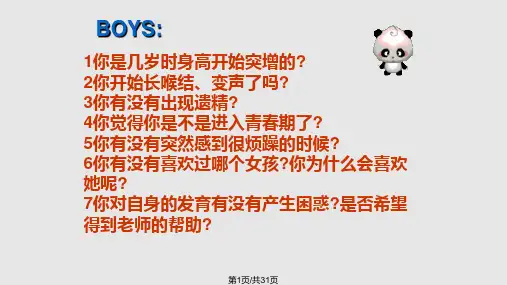 小学男生青春期教育讲座PPT课件