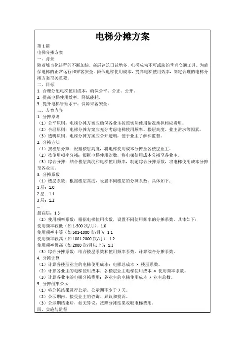 电梯分摊方案