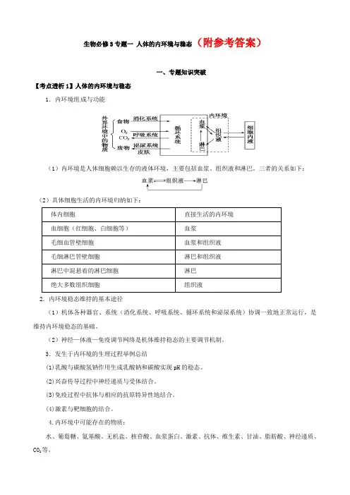 高考生物必修3二轮复习专题突破