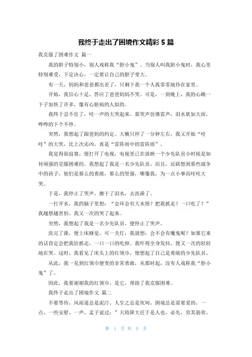 我终于走出了困境作文精彩5篇