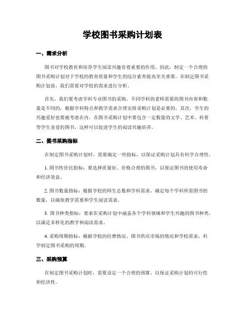 学校图书采购计划表