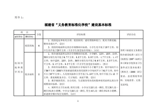 福建义务教育学校标准化建设基本标准 ()