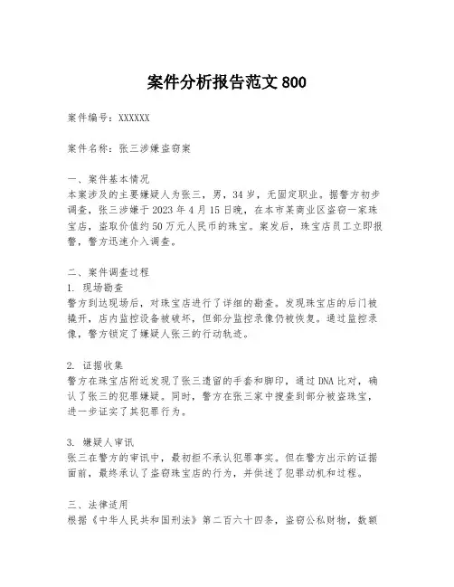 案件分析报告范文800