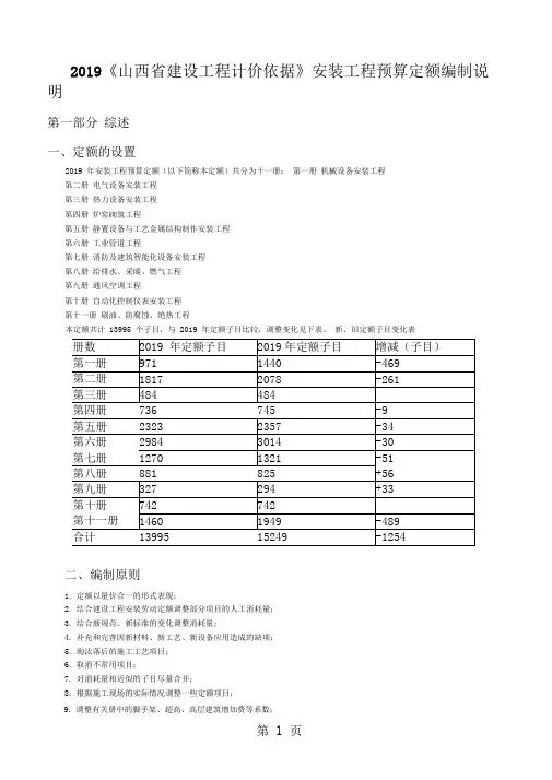 2019《山西省建设工程计价依据》安装工程预算定额编制说明word资料18页