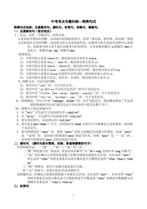 中考考点专题归纳--特殊句式