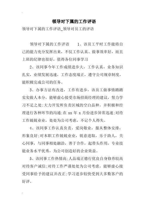 领导对下属的工作评语