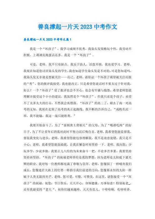 善良撑起一片天2023中考作文