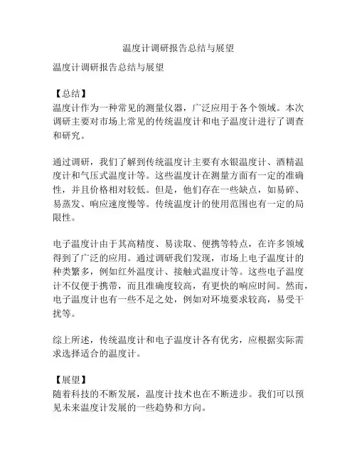 温度计调研报告总结与展望