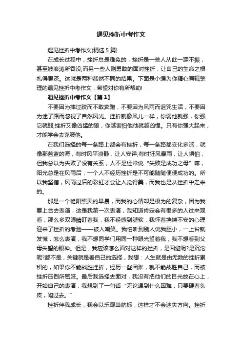 遇见挫折中考作文（精选5篇）