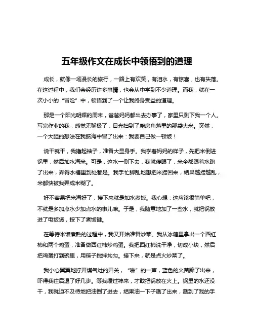 五年级作文在成长中领悟到的道理