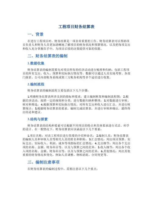 工程项目财务结算表